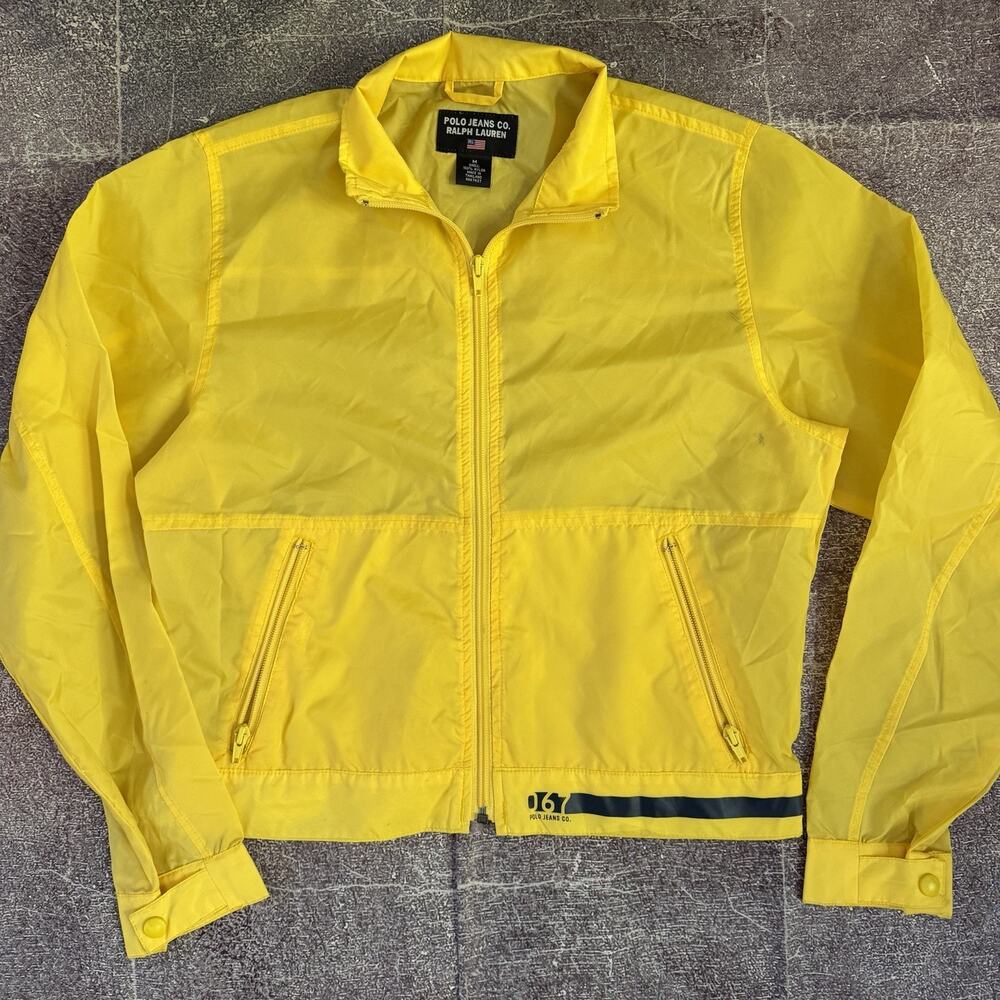 Women's Vintage Y2K Polo Ralph Lauren Jeans Co Yellow Windbreaker Jacket Sz M